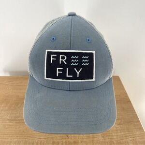 Free Fly Apparel Wave Trucker Hat Blue Gray White‎ 6 Panel Mesh Back Snapback